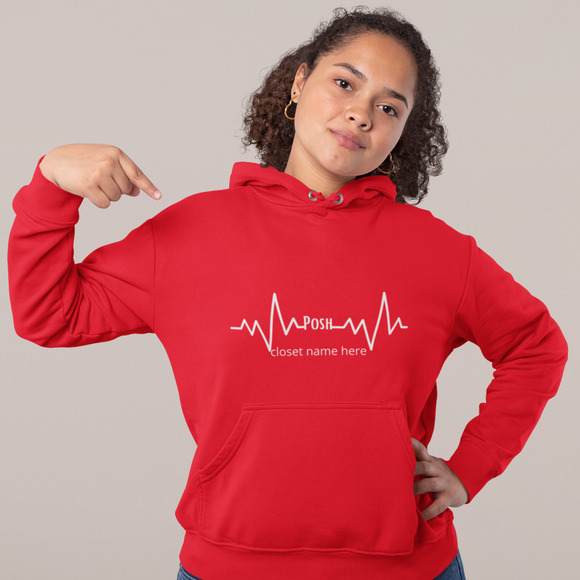 POSH Heartbeat Custom Red Long Sleeve Graphic Hoodie Sweater XL - Picture 1 of 4